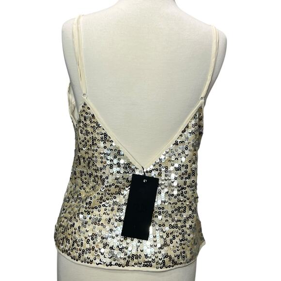 Goldie Twilight Camisole Top Womens M Silver Cream Sequin Sparkles Shimmer Glam - Picture 5 of 16